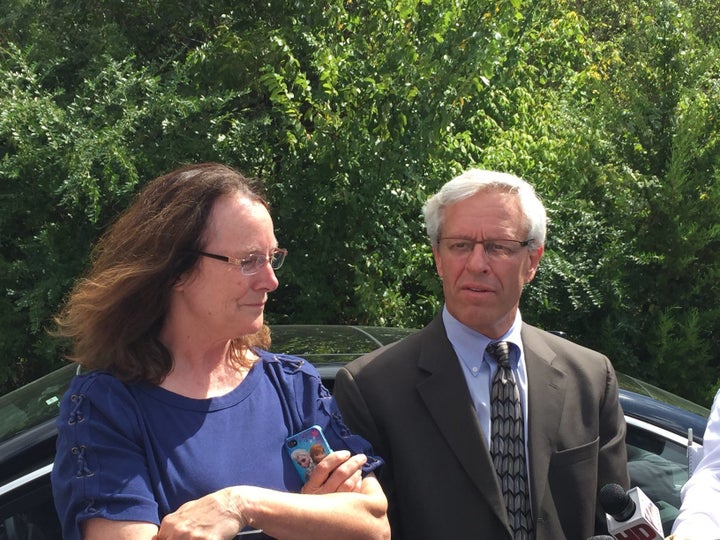 MCALESTER, Oklahoma -- Attorneys Kathleen Lord and Don Knight wait ahead of the scheduled execution of their client, Richard Glossip, Wednesday, Sept. 16, 2015. Glossip received a two-week stay just hours before he was scheduled to die by lethal injection.