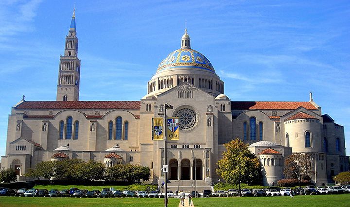 The Basilica of the National Shrine of the Immaculate Conception, located on the Catholic University of America campus in Washington, D.C.