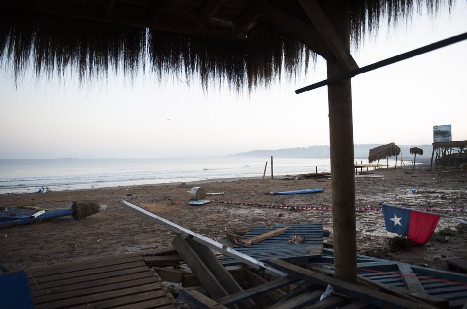 Debris litters a beach in Concon, Chile, on Sept. 17,