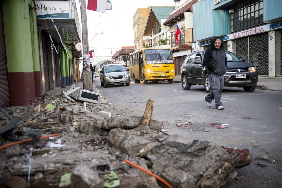 Rubble on a&nbsp;street of Illapel, Chile, on Sept. 17,