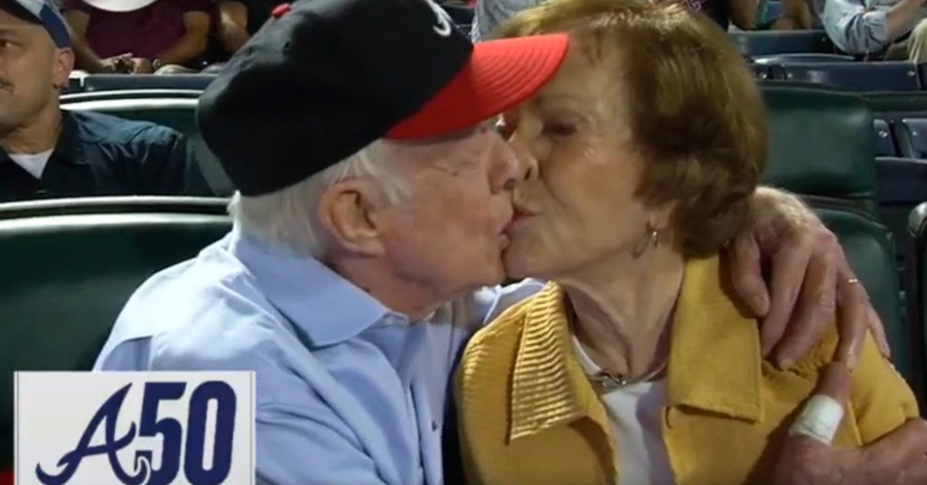 Jimmy & Rosalynn Carter Caught On Kiss Cam At Atlanta Braves Game