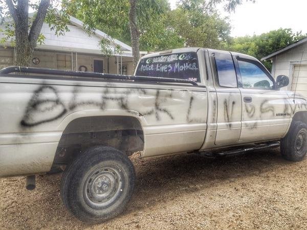 Scott Lattin said vandals caused $5,000 worth of damage to his truck.