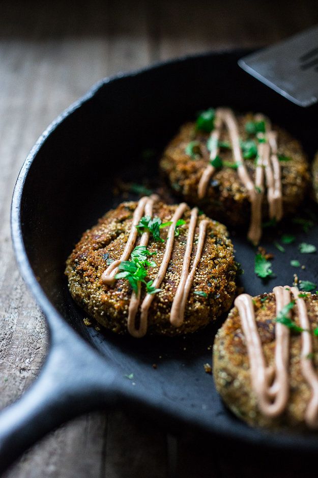Amaranth Cakes With Lentils, Kale And Chipotle Aioli