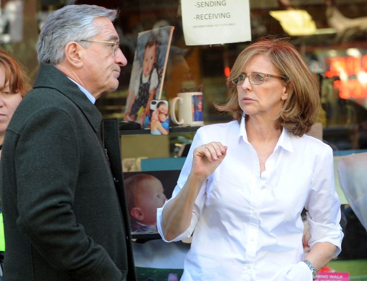 Robert De Niro and Nancy Meyers are seen on the set of "The Intern" on June 23, 2014.