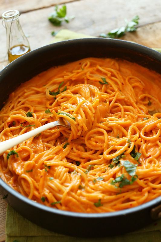 Get the&nbsp;Vegan Roasted Red Pepper Pasta recipe&nbsp;from Minimalist Baker