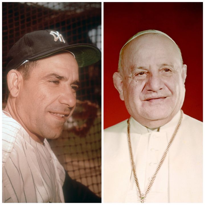 Yogi Berra, left, and Pope John XXIII, right.