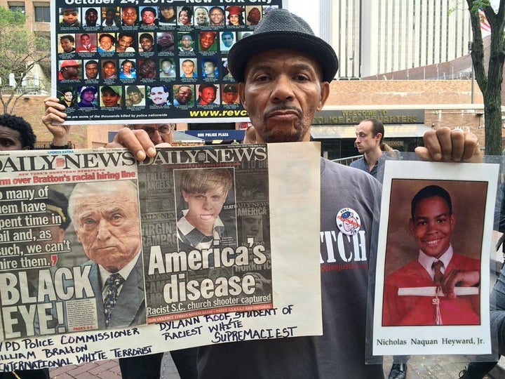 Nicholas Heyward Sr. outside One Police Plaza in lower Manhattan on Sept. 22, 2015.