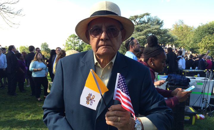 Dr. Michael Silva at the White House to hear Pope Francis speak. They grew up in the same neighborhood in Buenos Aires. 