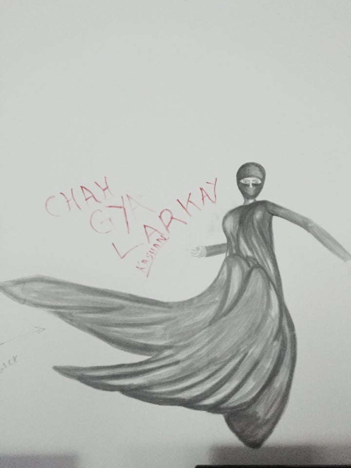 One of many sketches of Pakistan's leading female superhero decorates a wall in the Islamabad studio, Unicorn