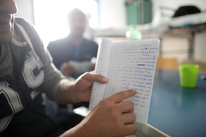 A Syrian man studies German at a registration center in Ingelheim, Germany, on Sept. 24, 2015. Duolingo announced on Tuesday that it will soon offer a new German course for Arabic speakers.