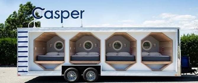 People can test out Casper's mattresses in a specially designed nap trailer containing four pods.