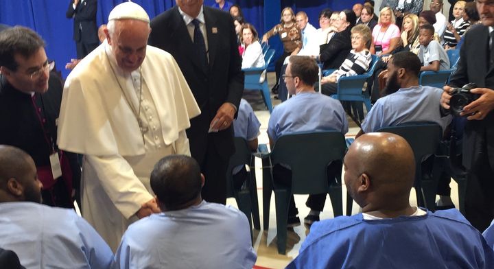 Pope Francis meets inmates at the Curran-Fromhold Correctional Facility in Philadelphia.