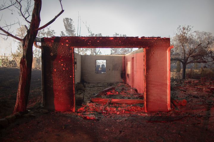 The ruins of a home that burned in the Valley Fire in Middletown, California, on Sept. 15, 2015.