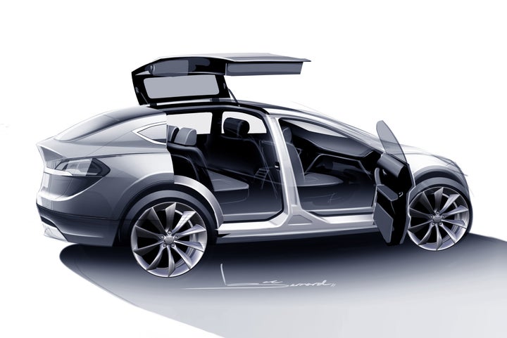 Here S Everything We Know About The New Tesla Model X Huffpost The Falcon Doors On Tesla S