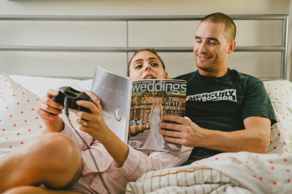 Opt for an engagement photo session that doesn't require you to get out of bed