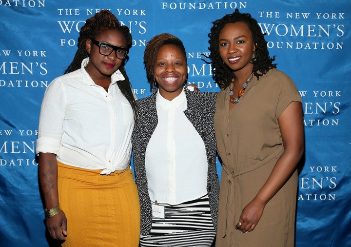 Black Lives Matter co-founders Alicia Garza, Patrisse Cullors and Opal Tometi attend The New York Women's Foundation Celebrating Women Breakfast on May 14, 2015, in New York City.