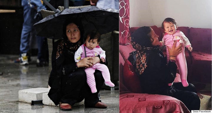 Two photos taken on the same day in the Greek capital highlight the different ways Greeks have reacted to the refugee crisis.