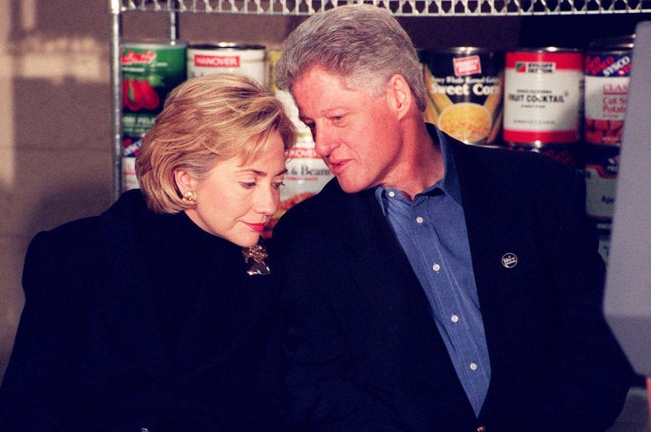 Then-president Bill Clinton and first lady Hillary Clinton on Dec. 21, 1998, just two days after his impeachment. T