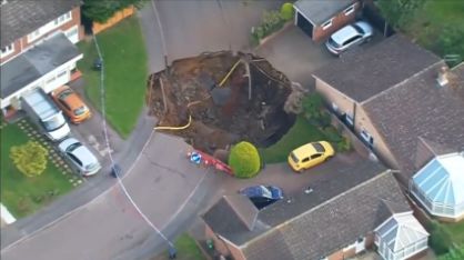The sinkhole, viewed from above.