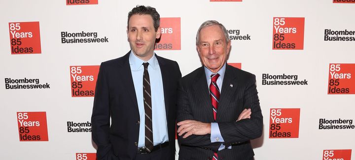 Founder Michael Bloomberg (right) expressed support for his company's political site. He's pictured with Bloomberg Media Chief Content Officer Josh Tyrangiel.
