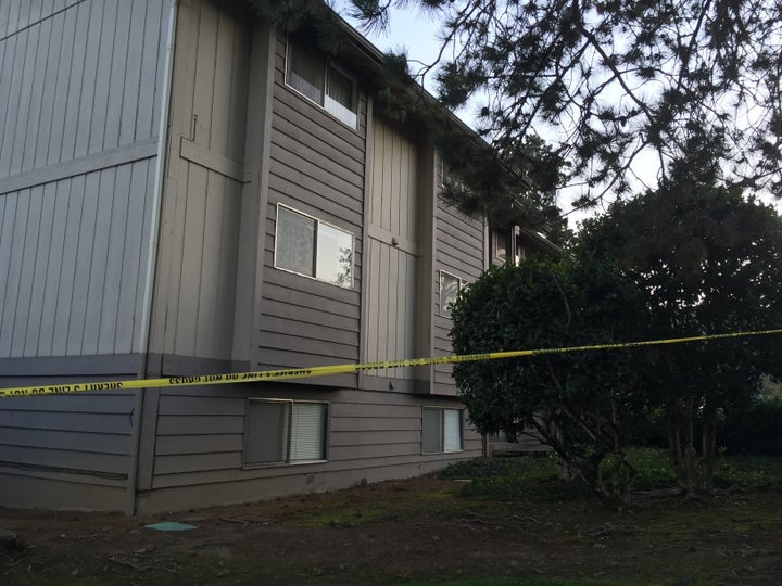 Police taped off an Oregon apartment complex listed as Mercer's address.