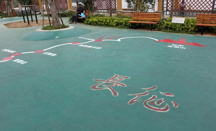 The theme park features an interactive ground map of the Communist Red Army's Long March against the rival Kuomintang army in 1934.