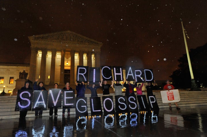 Anti-death penalty activists rally outside the Supreme Court on Sept. 29, 2015, in a final attempt to prevent the execution of Oklahoma inmate Richard Glossip in Washington, D.C.