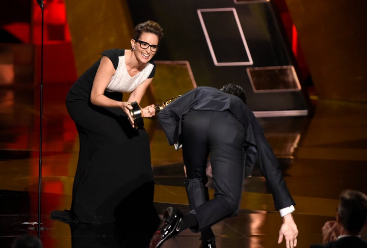 Tina Fey, pictured here with Jon Hamm's butt.