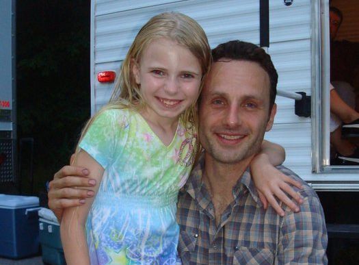 Addy on set with Andrew Lincoln.