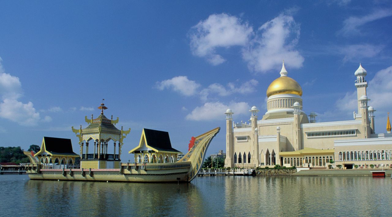 Brunei's Sultan Omar Ali Saifuddin Mosque. Homosexuality is illegal in the sultanate, which last year introduced Sharia law at the national level. 