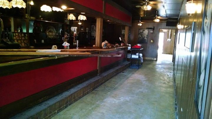 The interior of LaBrasca's Pizza has been damaged by the floods.