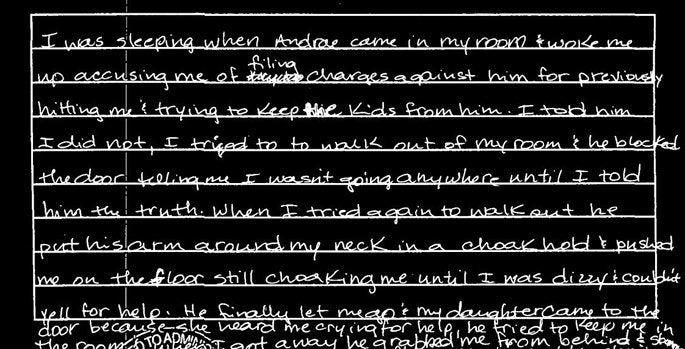 An excerpt from a police affidavit Monica Weber-Jeter wrote.