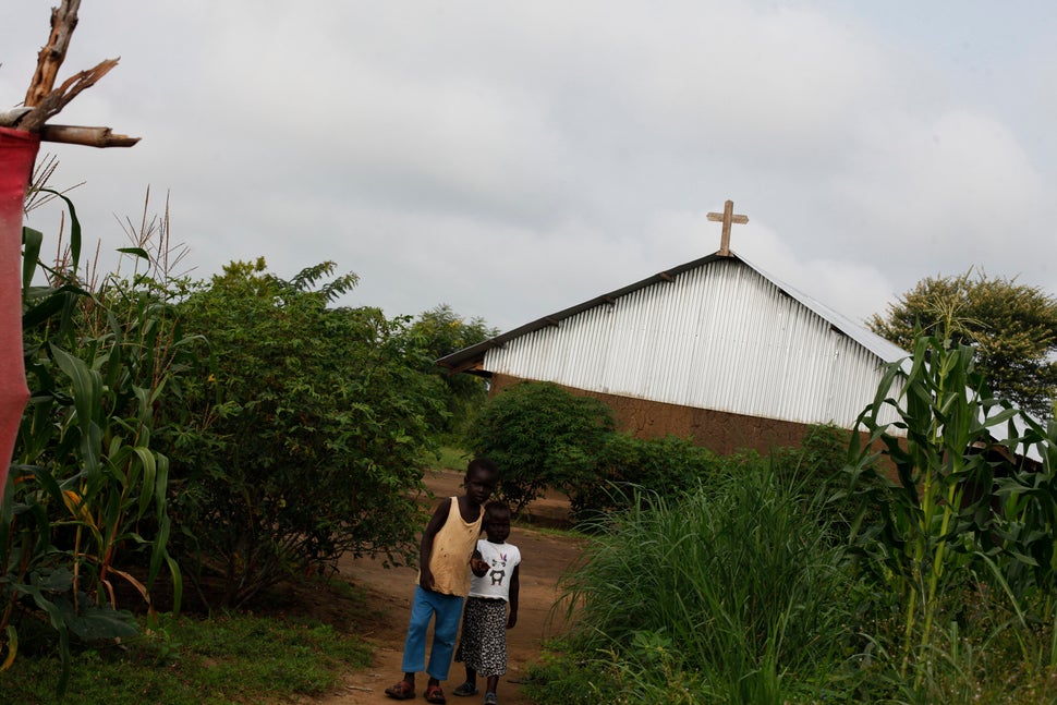 Anuak refugees, who fled Ethiopia, worship at a church in the Gorom Refugee Camp in South Sudan.