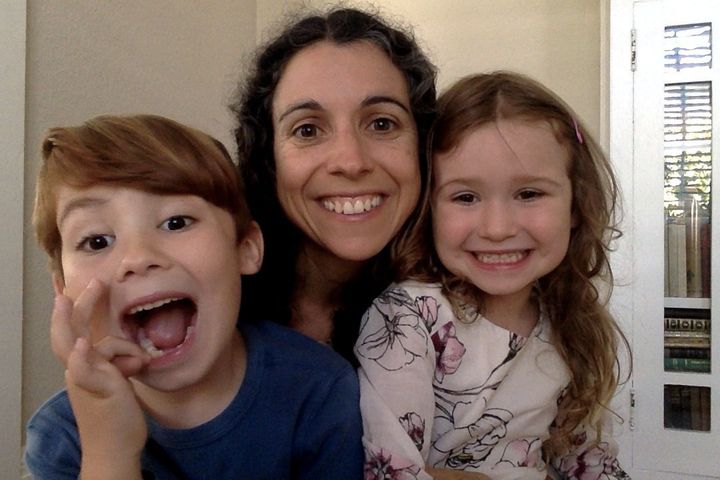 Julieta Pisani McCarthy poses with her two children, 6-year-old Nicolas and 4-year-old Catalina.