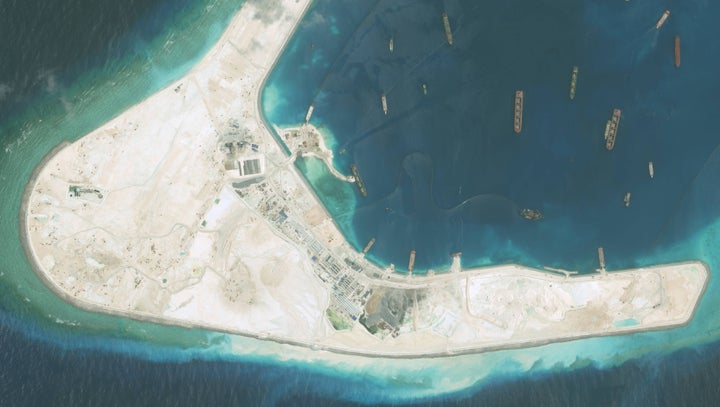 High-resolution imagery of the Subi Reef in the South China Sea, a part of the Spratly Islands group.