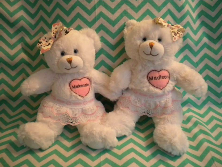 Molly Bears' volunteers help sew bears in the weight of babies who have passed away.