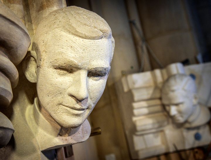 Close up view of the new addition to the Hall of Heroes, Jonathan Myrick Daniels, at the National Cathedral on July, 30, 2015 in Washington, DC.
