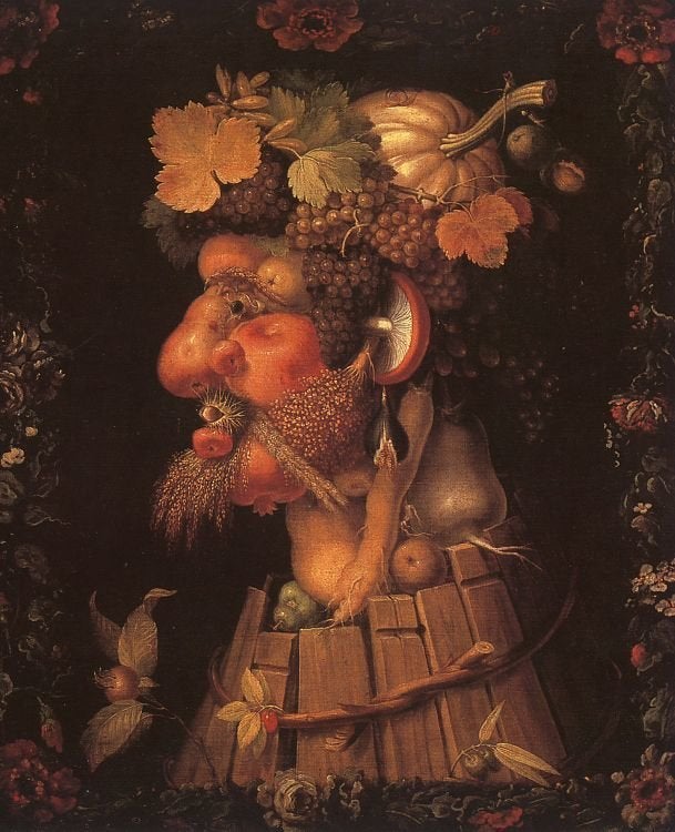 <a href="https://commons.wikimedia.org/wiki/File:Arcimboldo,_Giuseppe_~_Autumn,_1573,_oil_on_canvas,_Mus%C3%A9e_du_Louvre,_Paris.jpg" role="link" class=" js-entry-link cet-external-link" data-vars-item-name="Giuseppe Arcimboldo, "Autumn," 1573" data-vars-item-type="text" data-vars-unit-name="5617ce96e4b0082030a20d50" data-vars-unit-type="buzz_body" data-vars-target-content-id="https://commons.wikimedia.org/wiki/File:Arcimboldo,_Giuseppe_~_Autumn,_1573,_oil_on_canvas,_Mus%C3%A9e_du_Louvre,_Paris.jpg" data-vars-target-content-type="url" data-vars-type="web_external_link" data-vars-subunit-name="article_body" data-vars-subunit-type="component" data-vars-position-in-subunit="1">Giuseppe Arcimboldo, "Autumn," 1573</a>