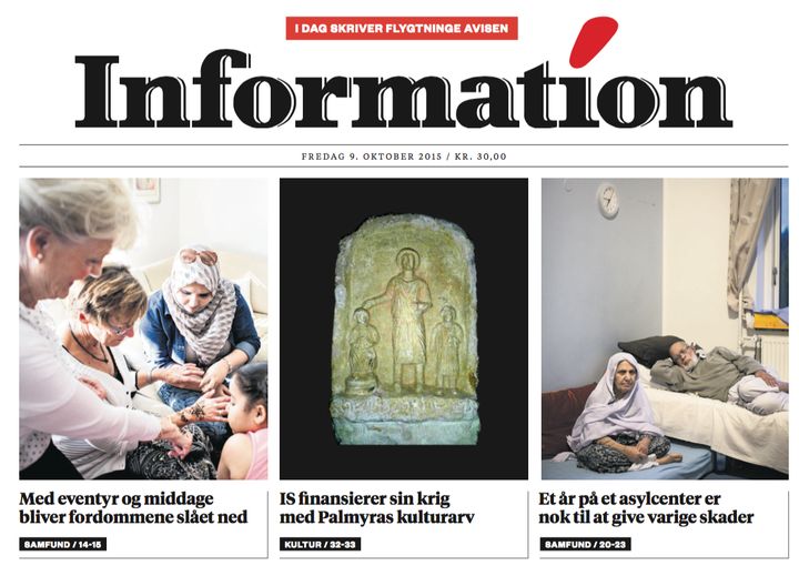 The Dagsbladet Information, a daily newspaper in Denmark, handed over full editorial control to 12 refugees in a special issue Friday.