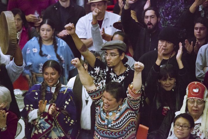 People in Seattle celebrate Indigenous Peoples' Day in 2014.