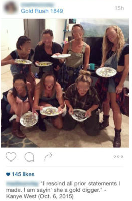 Some students dressed to look like they had soot on their face to resemble miners, referencing Kanye's "Gold Diggers."