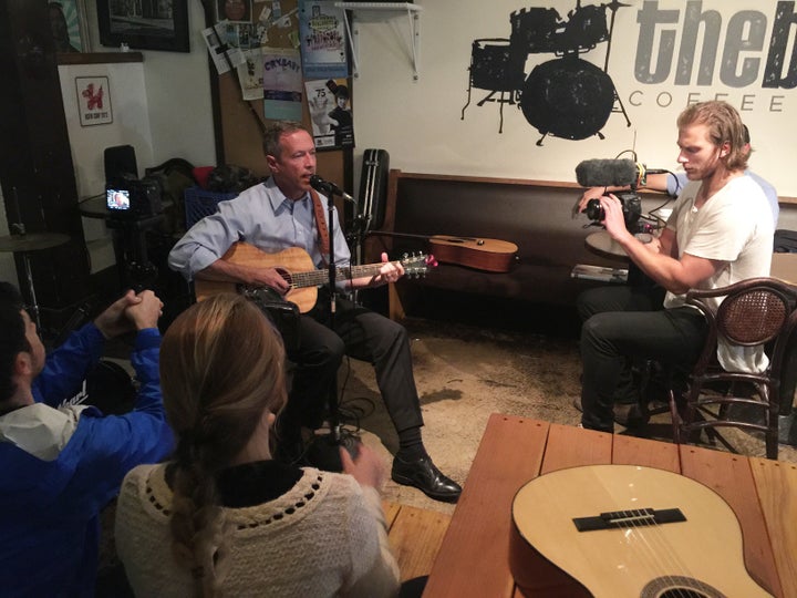 Martin O'Malley performs at The Beat Coffeehouse and Records in Las Vegas as the Huffington Post cameras roll.