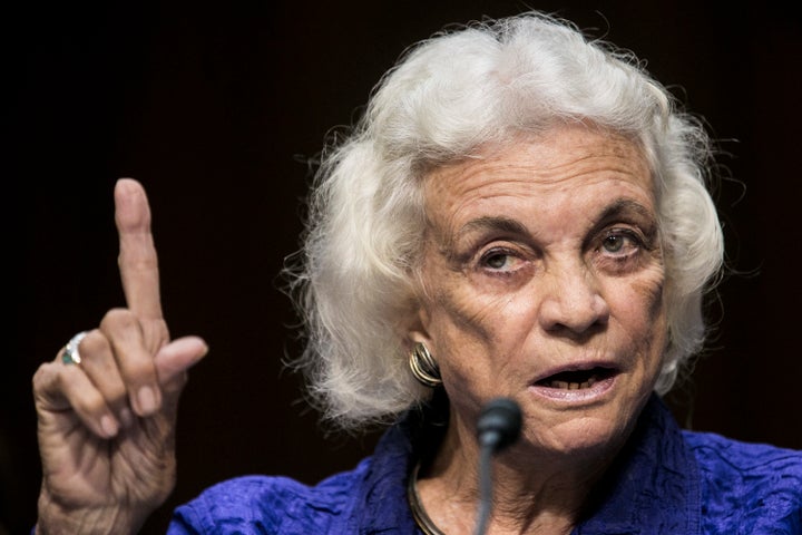 O'Connor testifies before the Senate Judiciary Committee on July 25, 2012, where she spoke on the importance of civics education in maintaining an independent judiciary. After retiring from the court in 2006, O'Connor founded iCivics, a nonprofit that provides educational resources about civics.