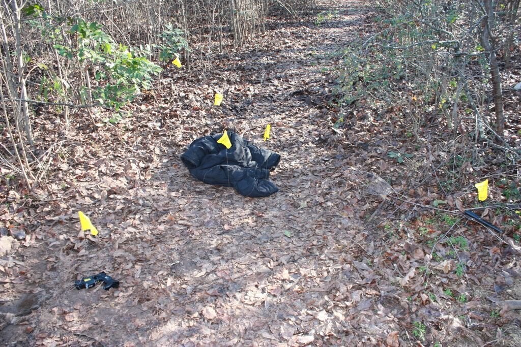 Chambers' jacket and Glidden's stun gun on the ground the day Chambers died.