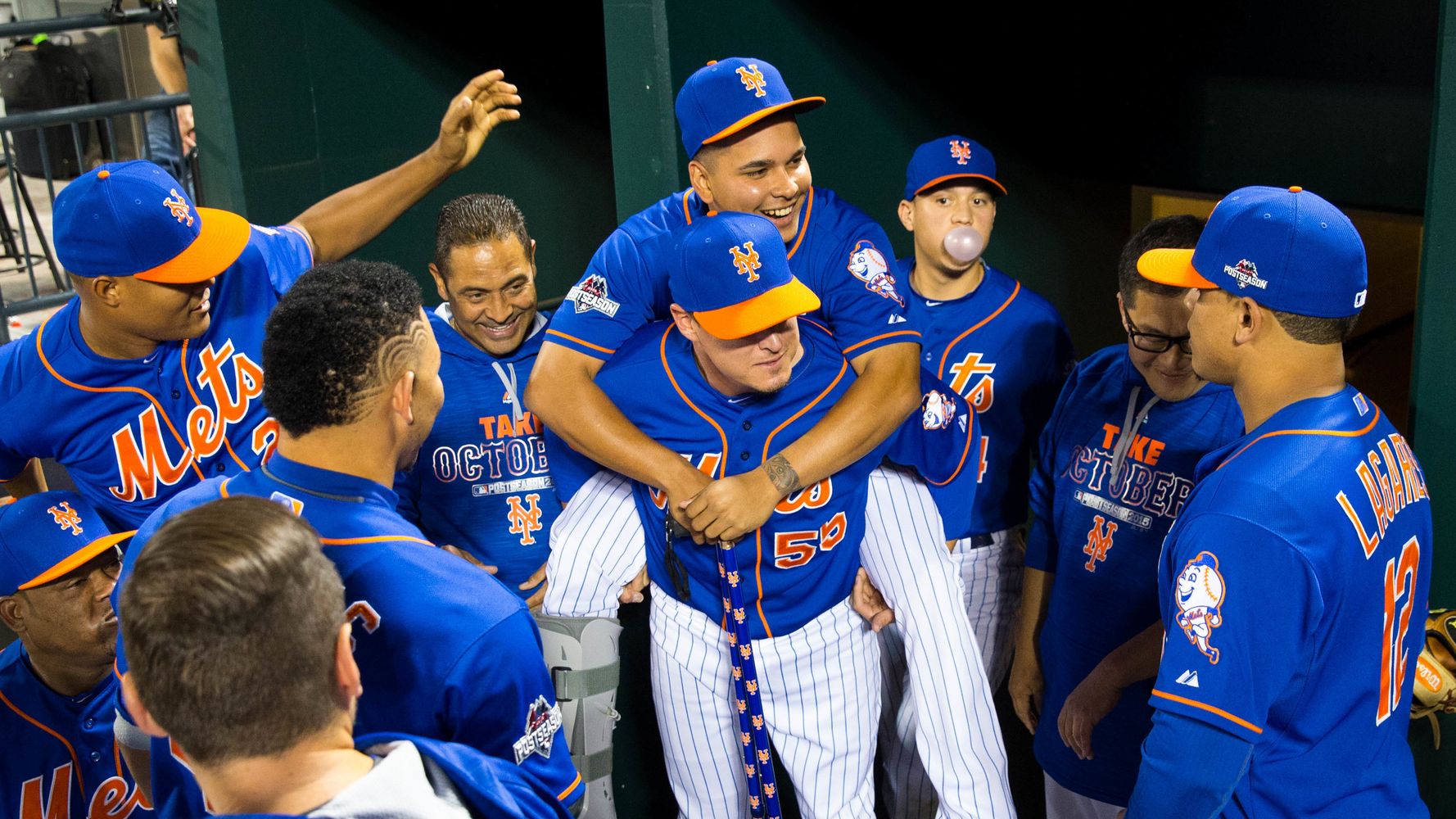 Ruben Tejada gets to ride his replacement around like a small horse 