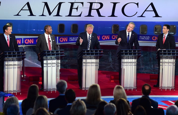 Republican presidential candidates, seen above during their Sept. 16 debate, had some sharp critiques of Tuesday's Democratic debate.