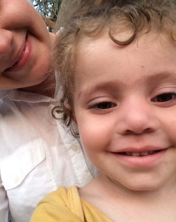 Sophia takes a selfie with a young Syrian girl in Kara Tepe informal camp on Greece's Lesvos island, where thousands of refug