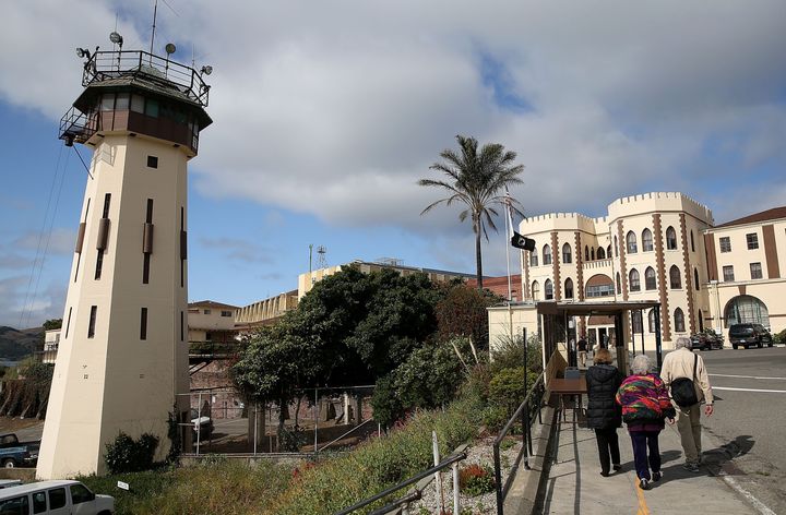 Visitors arrive at San Quentin State Prison to see inmates perform in a production of Shakespeare's Julius Ceaser on May 15, 2015. Inmates performed two Shakespeare plays, Macbeth and Julis Ceaser, after eight months of rehearsals.