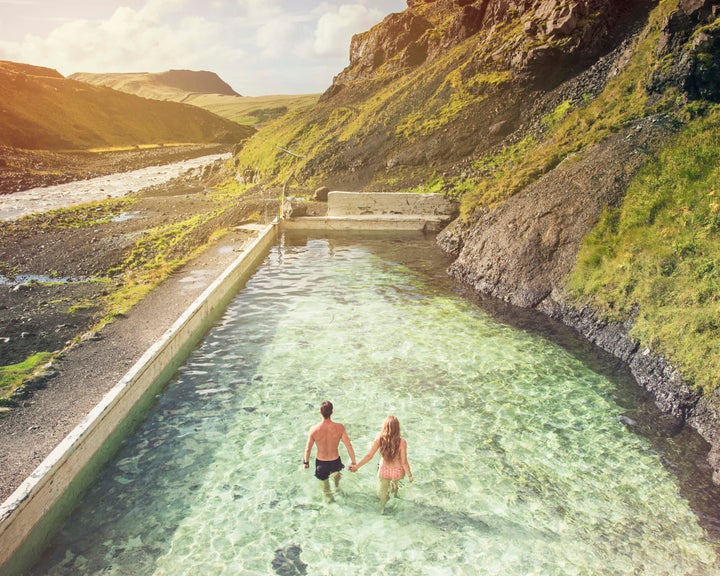 The couple at Seljavallalaug hot springs. 