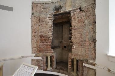 The hearth discovered in the Rotunda at the University of Virginia.